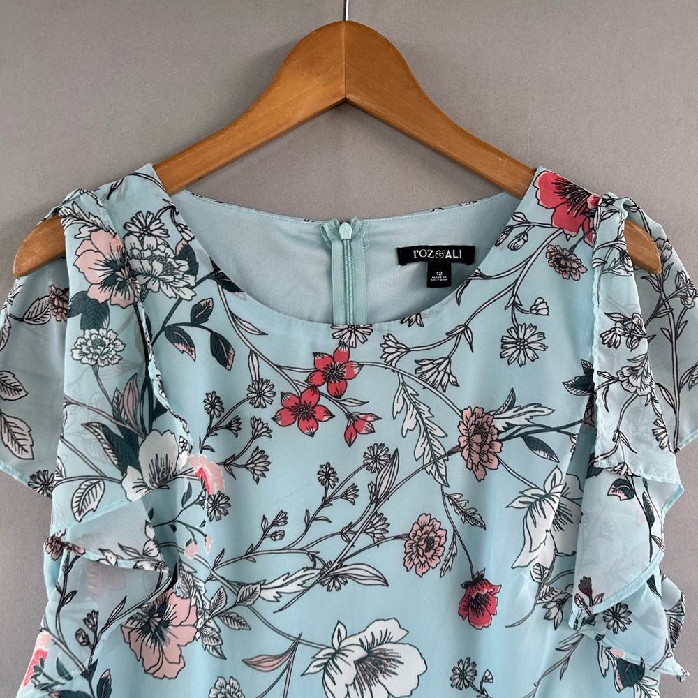 Floral Ruffle Midi Dress - Light Blue - Picture 5 of 11